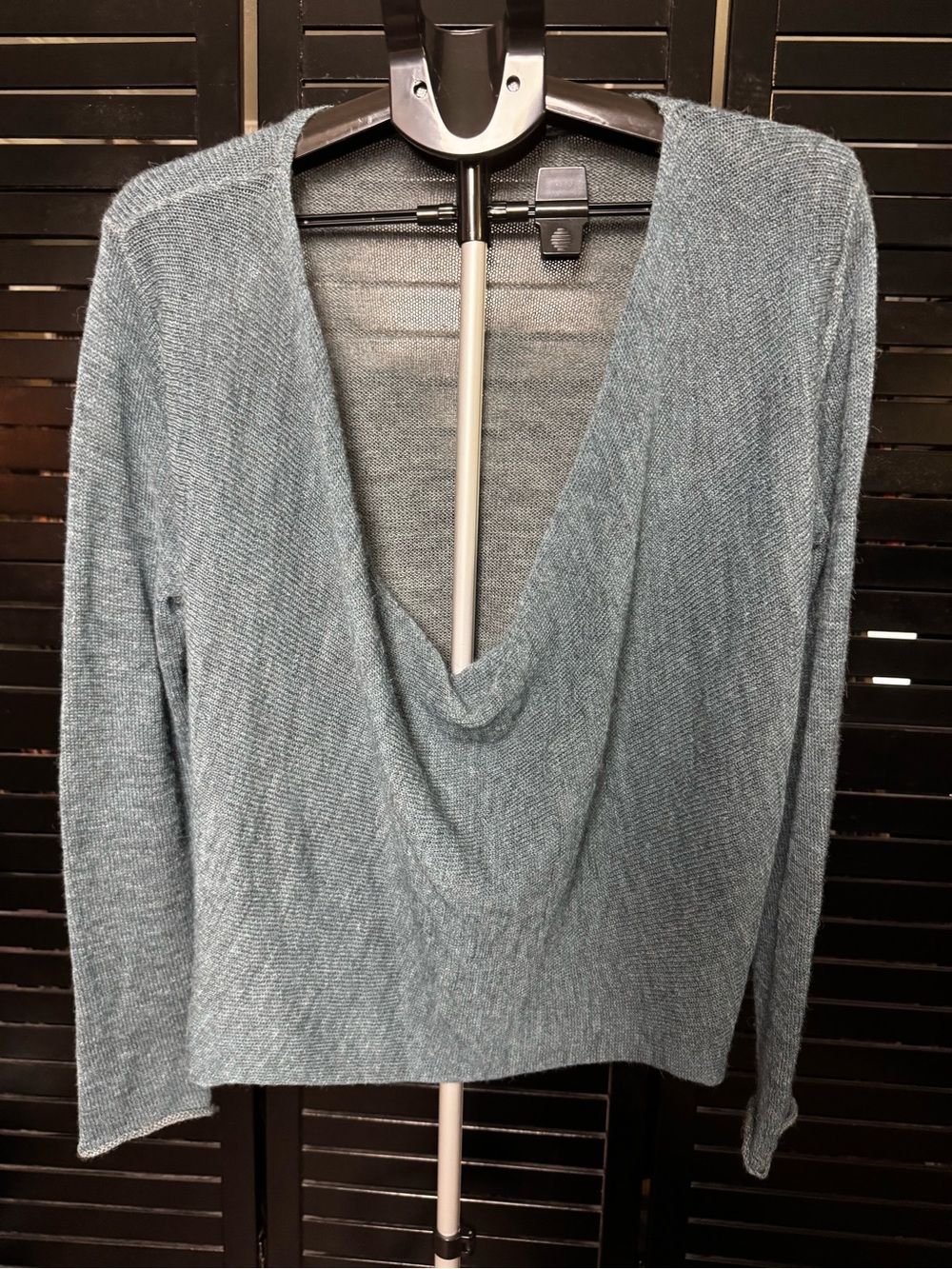 Eileen Fisher Slate Blue Deep V-Neck Sweater